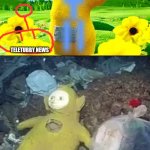 Teletubby news Ep1 S1:Lala found dead in a ditch | TELETUBBY NEWS; TELETUBBY NEWS; LALA FOUND DEAD IN A DITCH | image tagged in teletubbies,before and after | made w/ Imgflip meme maker
