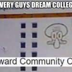 Squidward community college | EVERY GUYS DREAM COLLEGE | image tagged in squidward community college,funny,college | made w/ Imgflip meme maker
