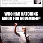 Ok Who Had | WHO HAD HATCHING MOON FOR NOVEMBER? | image tagged in ok who had | made w/ Imgflip meme maker