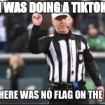 Ref | I WAS DOING A TIKTOK; SO THERE WAS NO FLAG ON THE PLAY | image tagged in ref | made w/ Imgflip meme maker