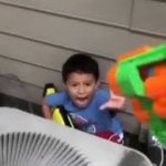 nerf shoot on crying kid
