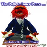 inner peace | The Path to Inner Peace .... .... Starts with THREE  Words! NOT MY PROBLEM! | image tagged in inner peace | made w/ Imgflip meme maker