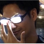 Guy with glowing glasses meme