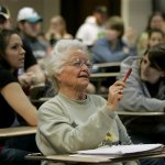 Old Elderly Woman in school class