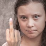 Greta Thunberg flip off