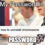 uninstall chromosome  | My Password is; PASSWORD | image tagged in uninstall chromosome,memes | made w/ Imgflip meme maker