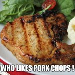 Pork Chop | WHO LIKES PORK CHOPS ! | image tagged in pork chop | made w/ Imgflip meme maker