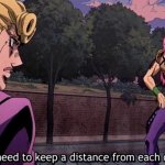 Social Distancing feat Giorno and Diavolo meme