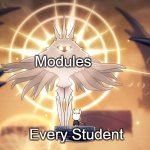 How everyone feels: | Modules; Every Student | image tagged in hollow knight radiance | made w/ Imgflip meme maker
