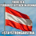 :( | THERE IS A TERRORIST ATTACK IN VIENNA; #STAYSTRONGAUSTRIA | image tagged in austrian flag,memes,2020,2020 sucks,serious,not funny | made w/ Imgflip meme maker
