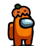 orange crewmate with pumpkin hat meme