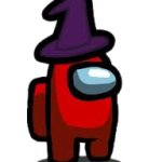 red crewmate with witch hat