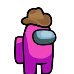 pink crewmate with cowboy hat