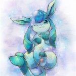 Glaceon laying on a could meme