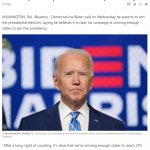 Biden says he expects to win the Presidency