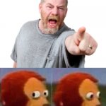 angry white guy yelling monkey puppet meme