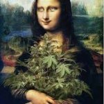 Mona Lisa inhaling Cannabis meme