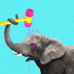 GOP Republican elephant hits head with hammer meme