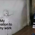 Girl blends into wall | My motivation to do any work; Me | image tagged in girl blends into wall | made w/ Imgflip meme maker
