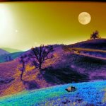 blue and yellow purple hills