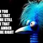 yes | WHEN YOU REALIZE THAT THERE ARE STILL PEOPLE THAT BELIEVE AMBER WAS IN THE RIGHT | image tagged in weird bird | made w/ Imgflip meme maker