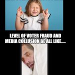 Don't be too high | PLEASE DON'T LET THE LEVEL OF VOTER FRAUD AND MEDIA COLLUSION BE TOO HIGH; LEVEL OF VOTER FRAUD AND MEDIA COLLUSION BE ALL LIKE..... | image tagged in don't be too high | made w/ Imgflip meme maker