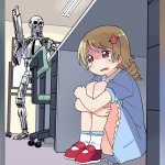 Anime Girl Hiding From a Terminator