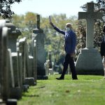 Biden in a graveyard