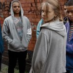 hooded teen group