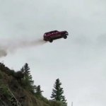 Car Driving Off Cliff