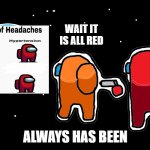 Always has been Among us | WAIT IT IS ALL RED; ALWAYS HAS BEEN | image tagged in always has been among us | made w/ Imgflip meme maker
