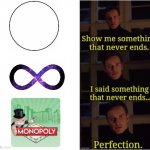 Never ending Monopoly | image tagged in perfection | made w/ Imgflip meme maker