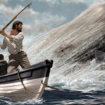 Ahab harpooning the white whale