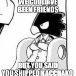 Just saying | WE COULD'VE BEEN FRIENDS; BUT YOU SAID YOU SHIPPED KACCHAKO | image tagged in baby tokoyami,mha,tokoyami,kacchako | made w/ Imgflip meme maker