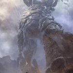 Giant monster | UN CAURO EN SKYRIM; CUALQUIER JEFE DE LA SAGA SOULS | image tagged in giant monster | made w/ Imgflip meme maker