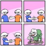 Two persons shaking hands meme