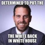 Hunter Biden | DETERMINED TO PUT THE; THE WHITE BACK IN WHITE HOUSE | image tagged in hunter biden | made w/ Imgflip meme maker