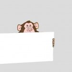 Mr. Chimps holding a blank sign