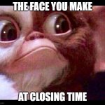 Gizmo | THE FACE YOU MAKE; AT CLOSING TIME | image tagged in gizmo | made w/ Imgflip meme maker