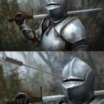 Medieval Knight with Arrow In Eye Slot meme