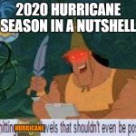 We're hitting bingo levels that shouldn't even be possible | 2020 HURRICANE SEASON IN A NUTSHELL; HURRICANE | image tagged in we're hitting bingo levels that shouldn't even be possible | made w/ Imgflip meme maker