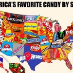 America's favorite candy by state Meme Generator - Imgflip