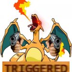 triggered charizard | image tagged in charizard,pistol | made w/ Imgflip meme maker