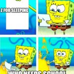 Report card | Z FOR SLEEPING; WHO NEEDS SCHOOL | image tagged in report card | made w/ Imgflip meme maker