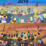 2020 is the worst year in the 21st century so far. | 2019; 2020 | image tagged in spongebob apocalypse,2020 sucks,2019,dank memes,fresh memes,memes | made w/ Imgflip meme maker