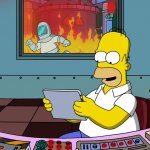 Homer Simpson ignoring fire meme