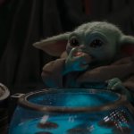 Baby Yoda eating eggs