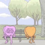 Candy hearts on a park bench