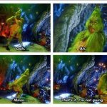 Grinch Trying on clothes