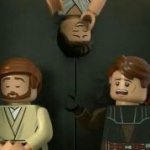 Rey laughing at Anakin and Obi-Wan
